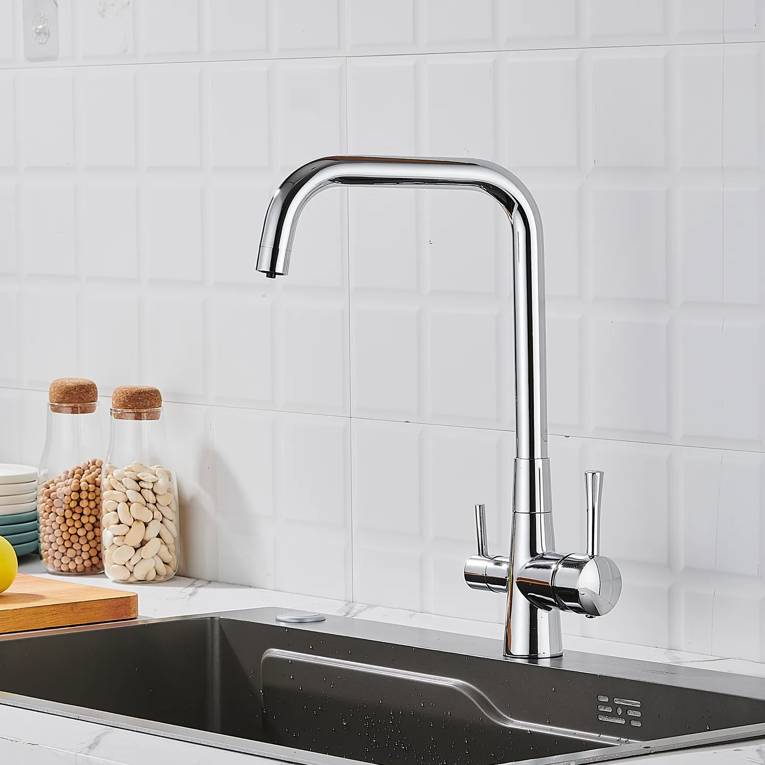 Смеситель для кухни с подключением фильтра Shevanik S528, хром