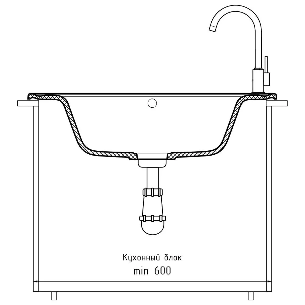 Кухонная мойка GranFest QUARZ 71, песочный