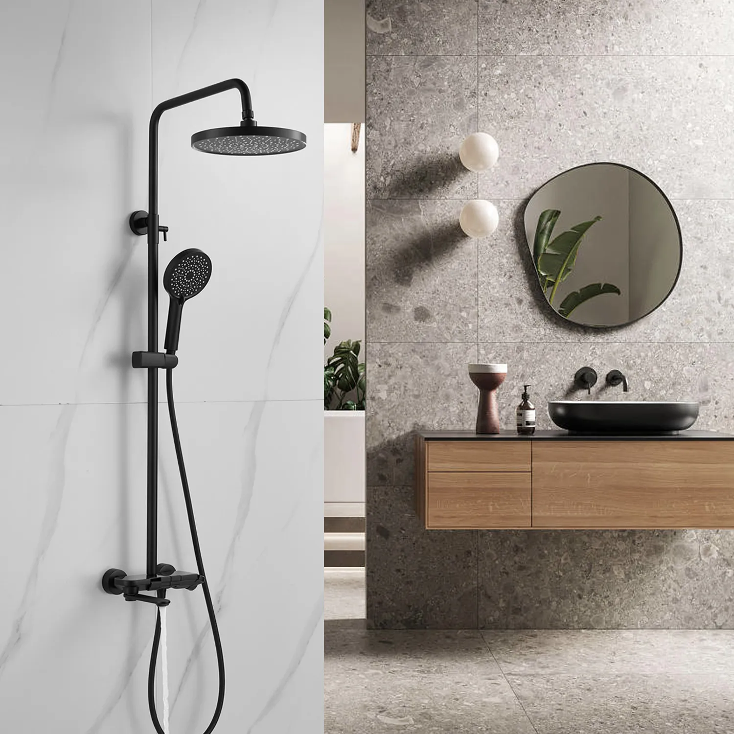 Душевая система Shevanik S4726H, черный