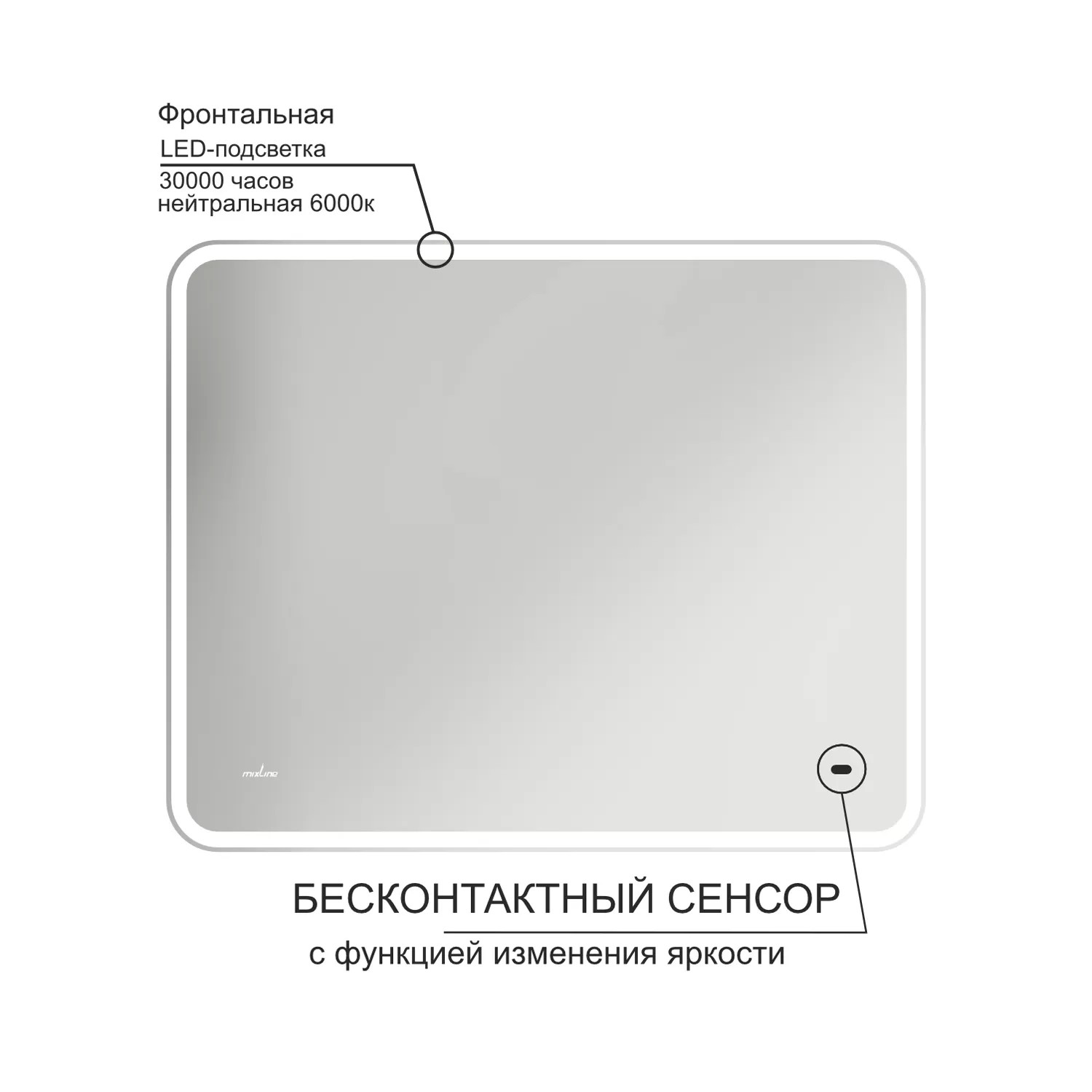 Зеркало MIXLINE "Турин" 1000*800 (ШВ) бесконтактный сенсор, светодиодная подсветка (555285)