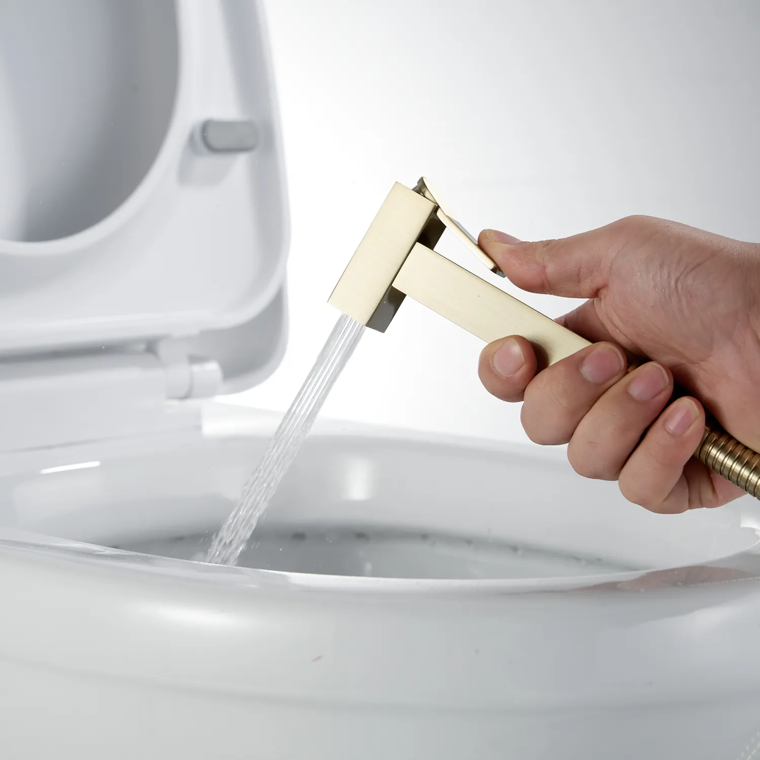 Гигиенический душ с термостатом Rose R965G, золотой сатин