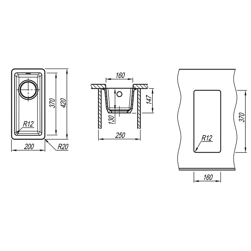 Кухонная мойка Florentina ВЕГА 22.300.00160.307, серый шёлк