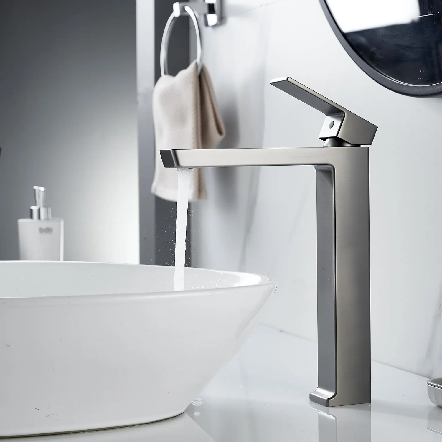 Смеситель для раковины высокий Rose R18T R1811T-1, оружейная сталь