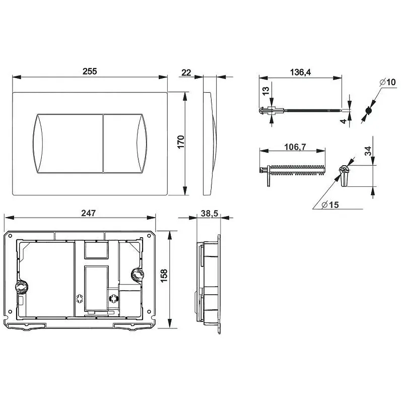Клавиша для инсталляции Roca Active 62B хром матовая 8901160B2
