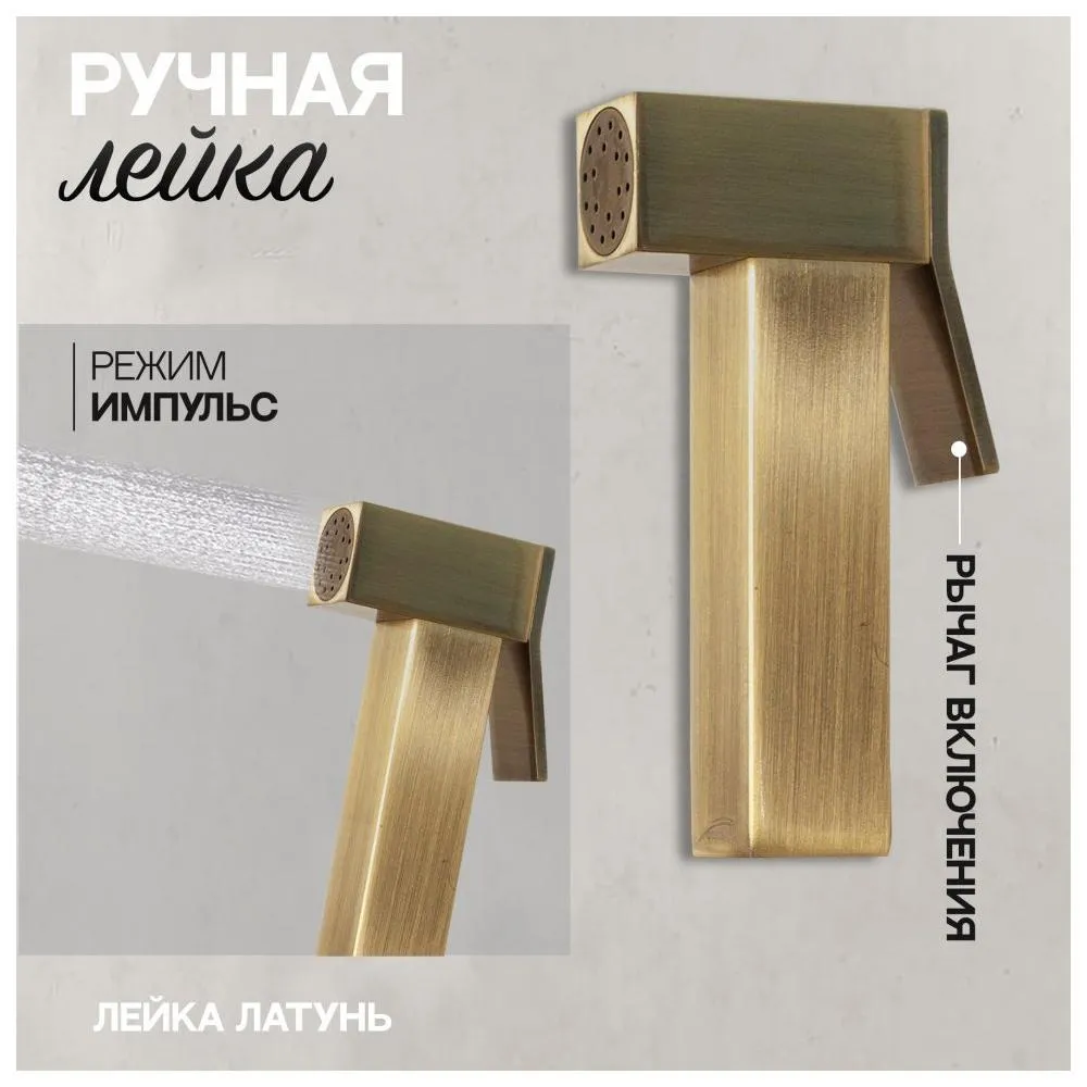 Гигиенический душ со смесителем встраиваемый Hansberge H3077BR, бронза