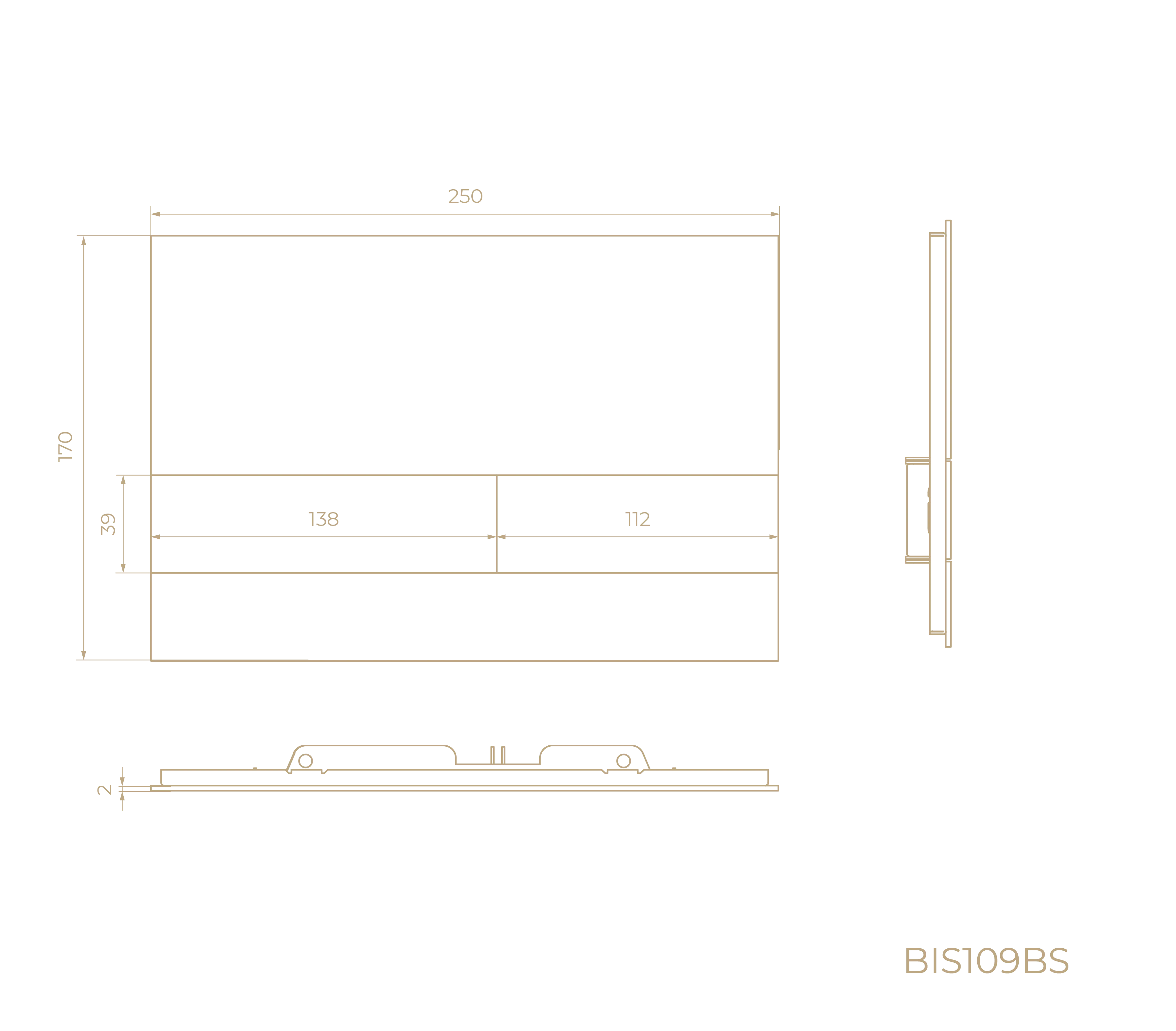 Клавиша смыва Knotlor BIS109BS, матовая сталь  (серия 1)