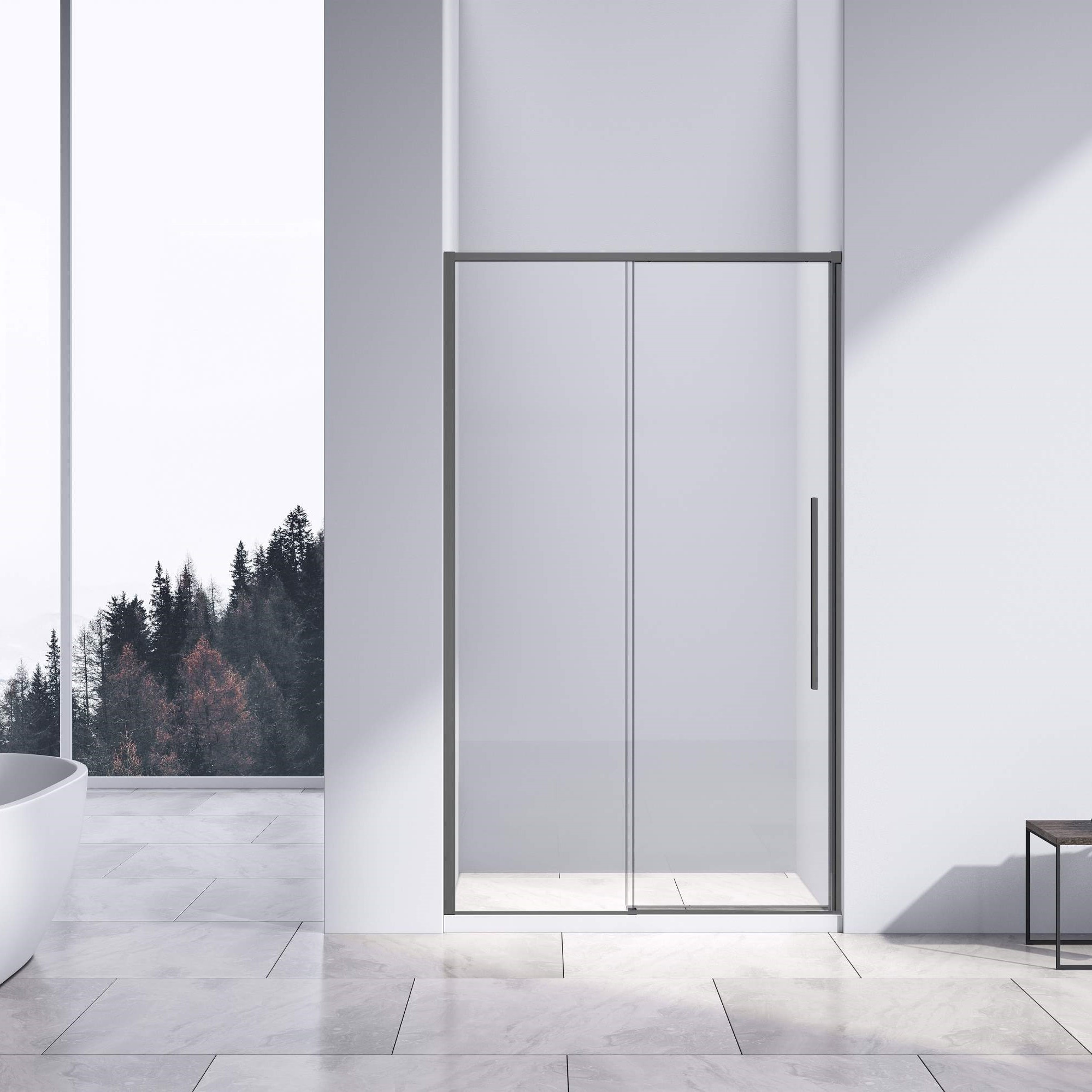 Душевая дверь Vincea Slim-N (VDS-4SN140CLGM) 1400х1950 мм, вороненая сталь, стекло прозрачное