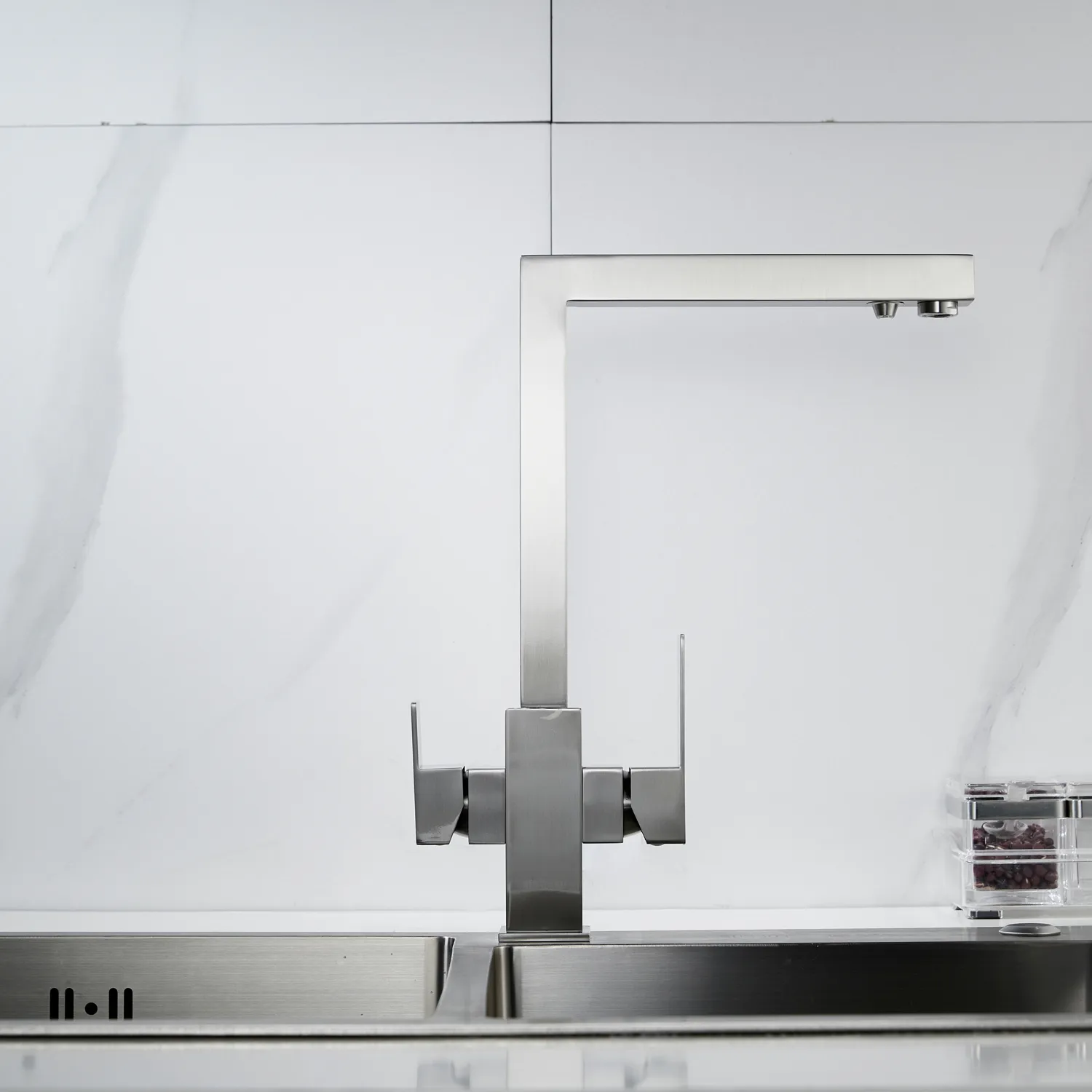 Смеситель для кухни с подключением фильтра Shevanik S148L, сатин