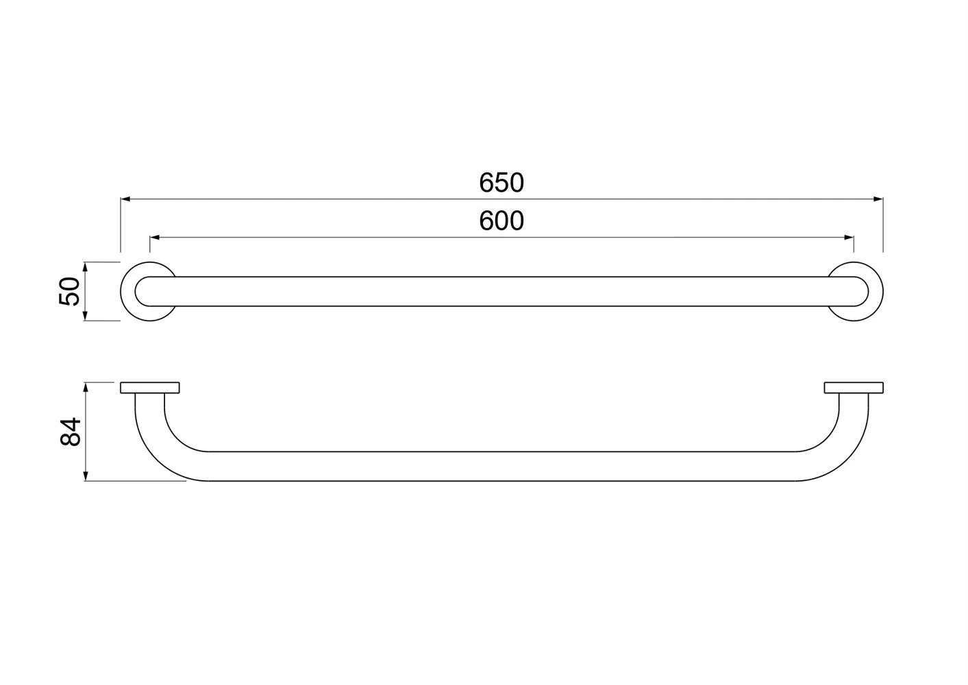 AQ4996BG поручень 650 мм, шлиф. золото