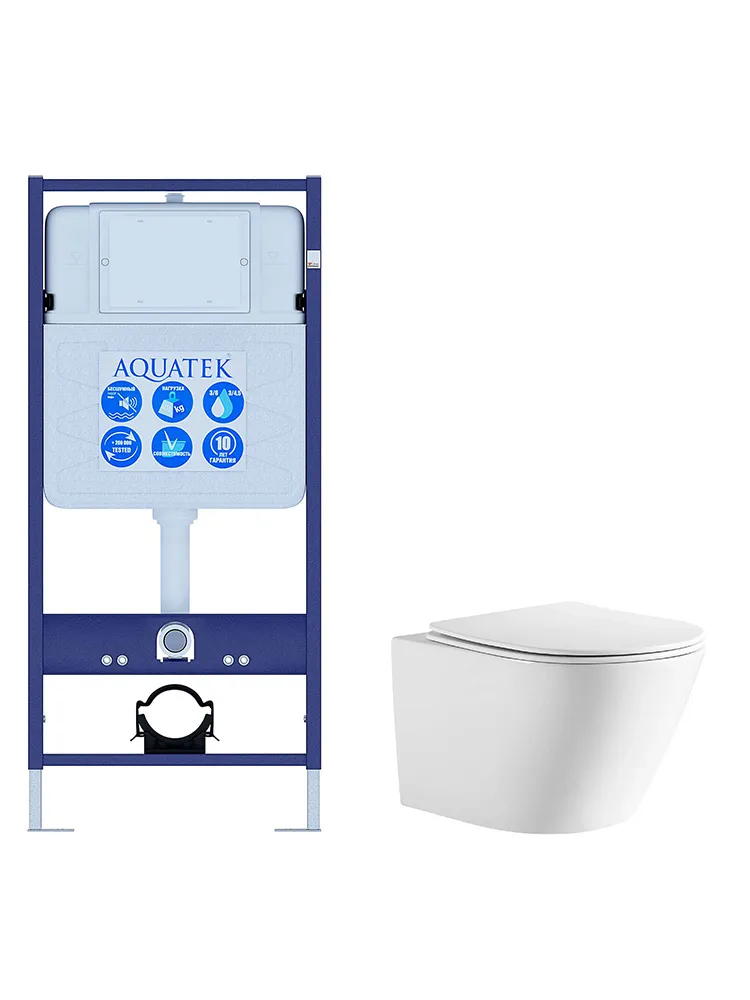 SET AQUATEK ЛИБЕРТИ (рама AQUATEK Standard INS-0000012 (без крепежа и клавиши) + унитаз ЛИБЕРТИ AQ1999T-00 с тонким сиденьем sc)