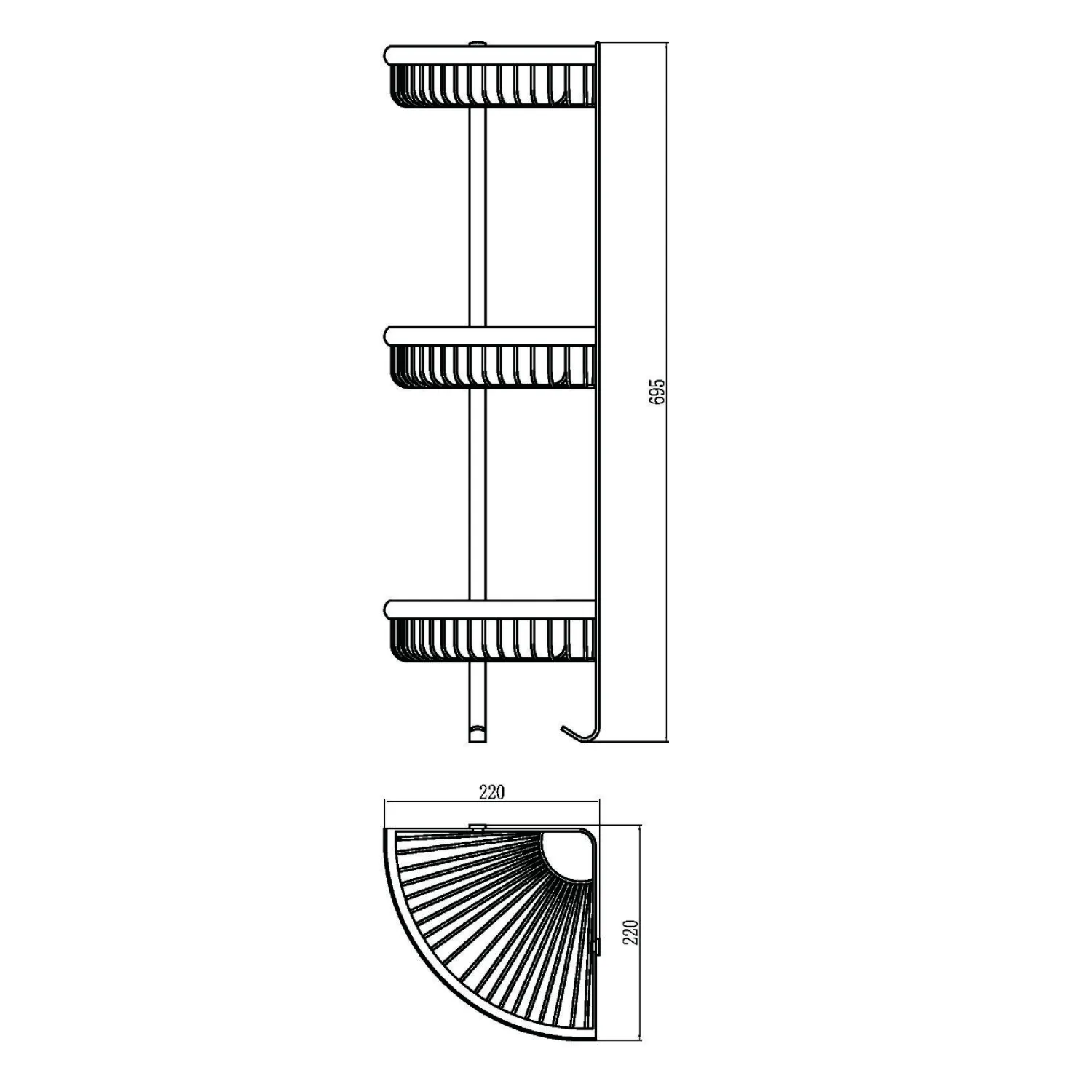 Полка решетка угловая тройная Savol S-W5854-3