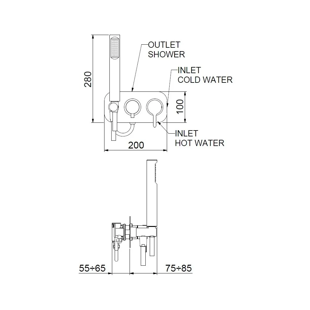 Смеситель для душа встраиваемый Webert Coral CO860512560, черный