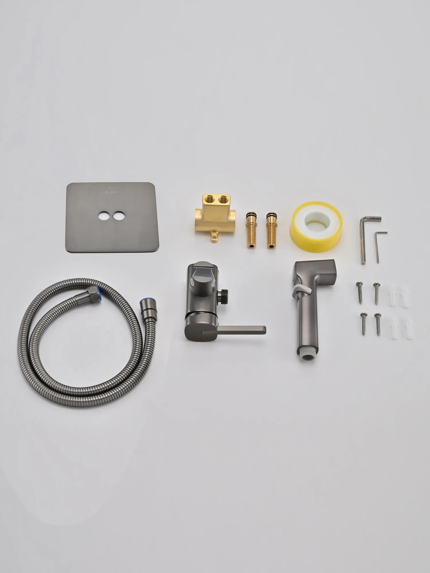 Гигиенический душ со смесителем Rose R245T, оружейная сталь