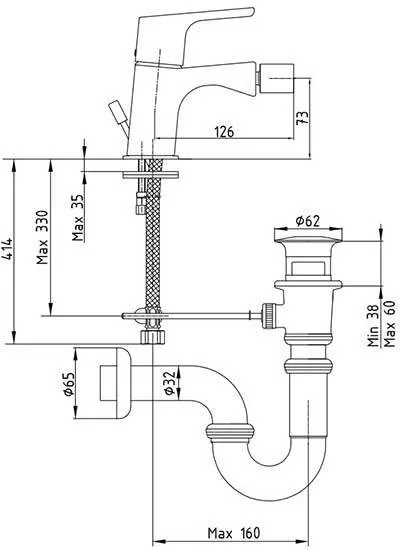 Смеситель для биде E.C.A. Luna 102110192EX