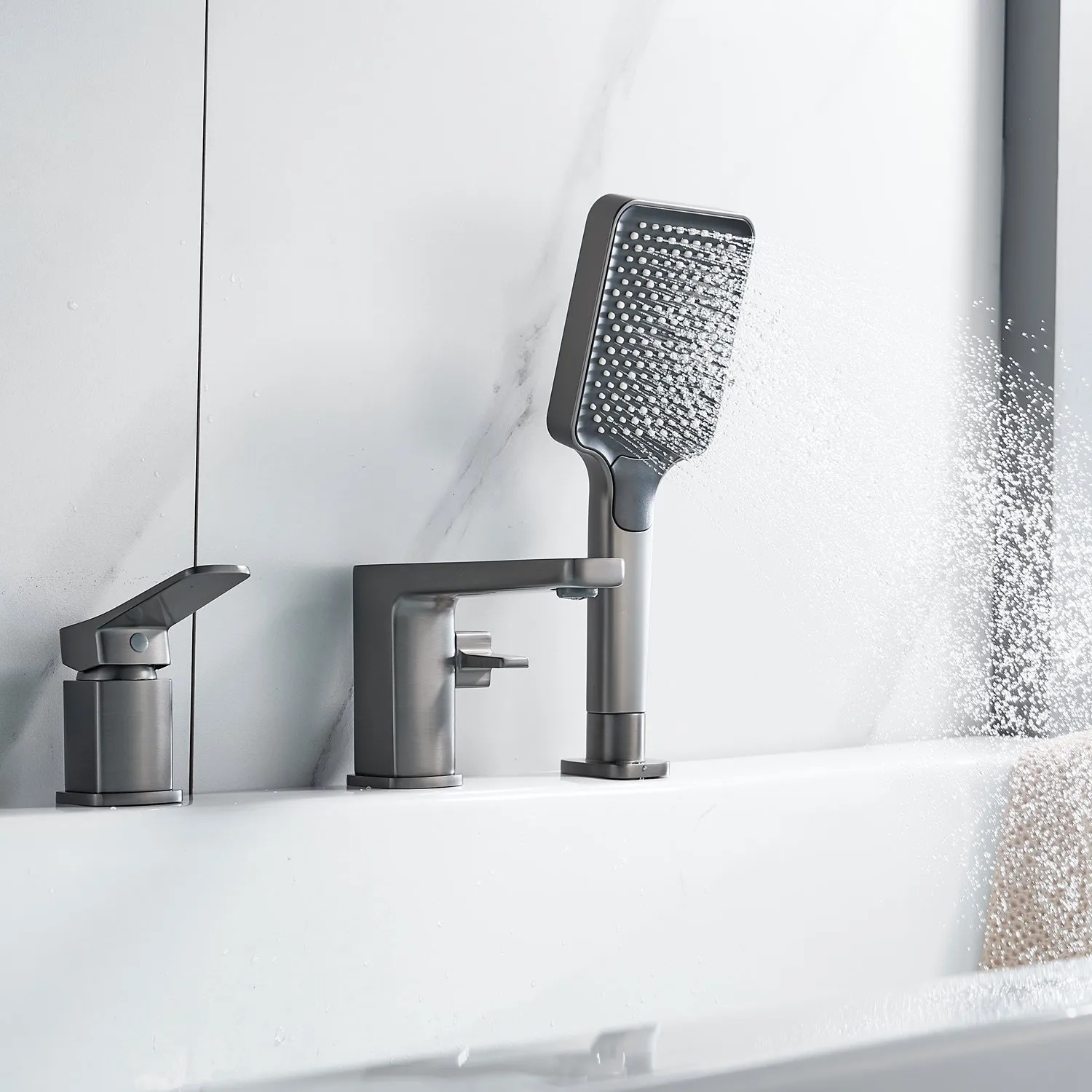 Смеситель на борт ванны Shevanik S9912T, оружейная сталь