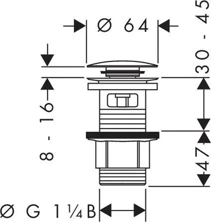 Слив Hansgrohe Push-open для раковины хром (50105000)