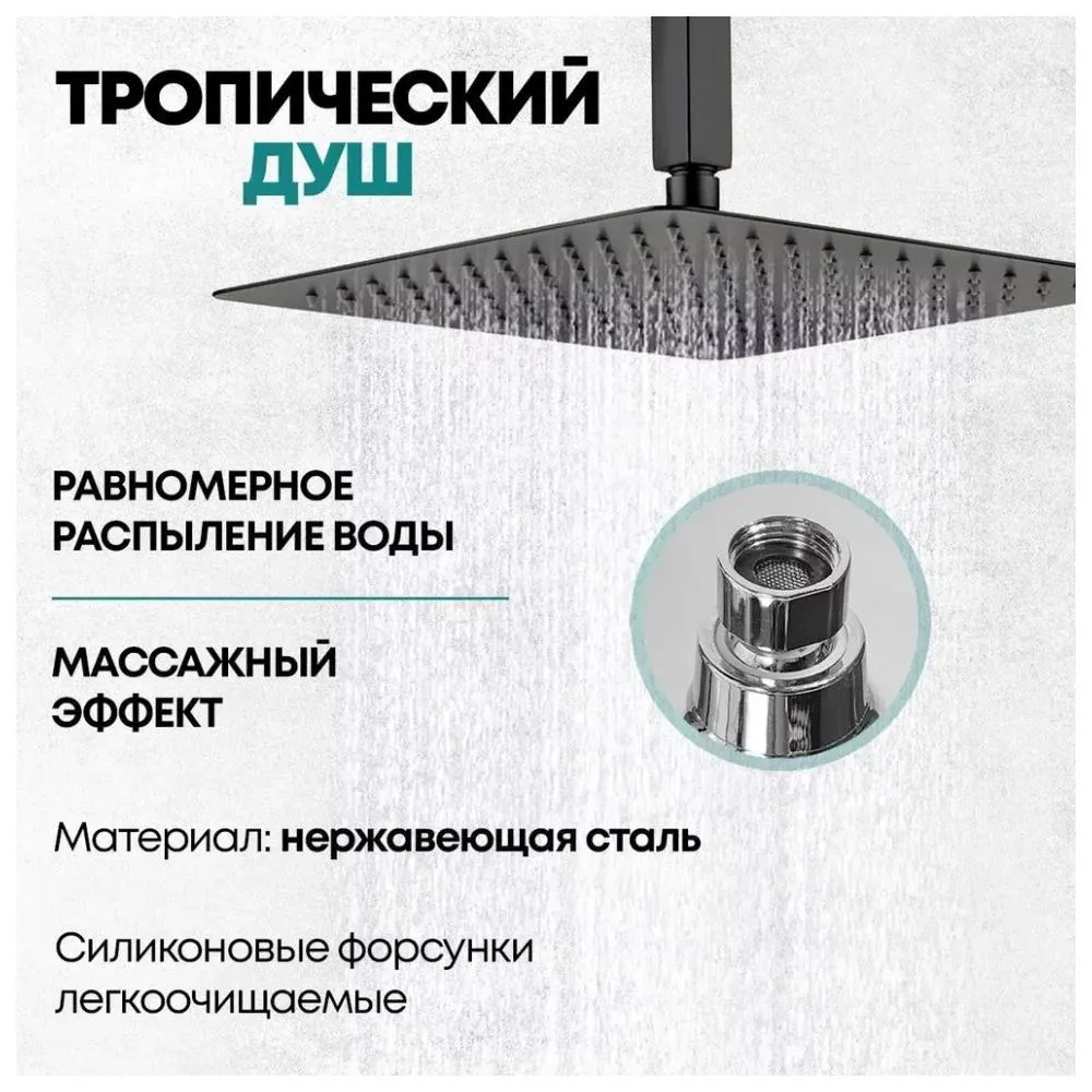 Душевая система встраиваемая (без излива) Grocenberg GB5089BL-4, черный