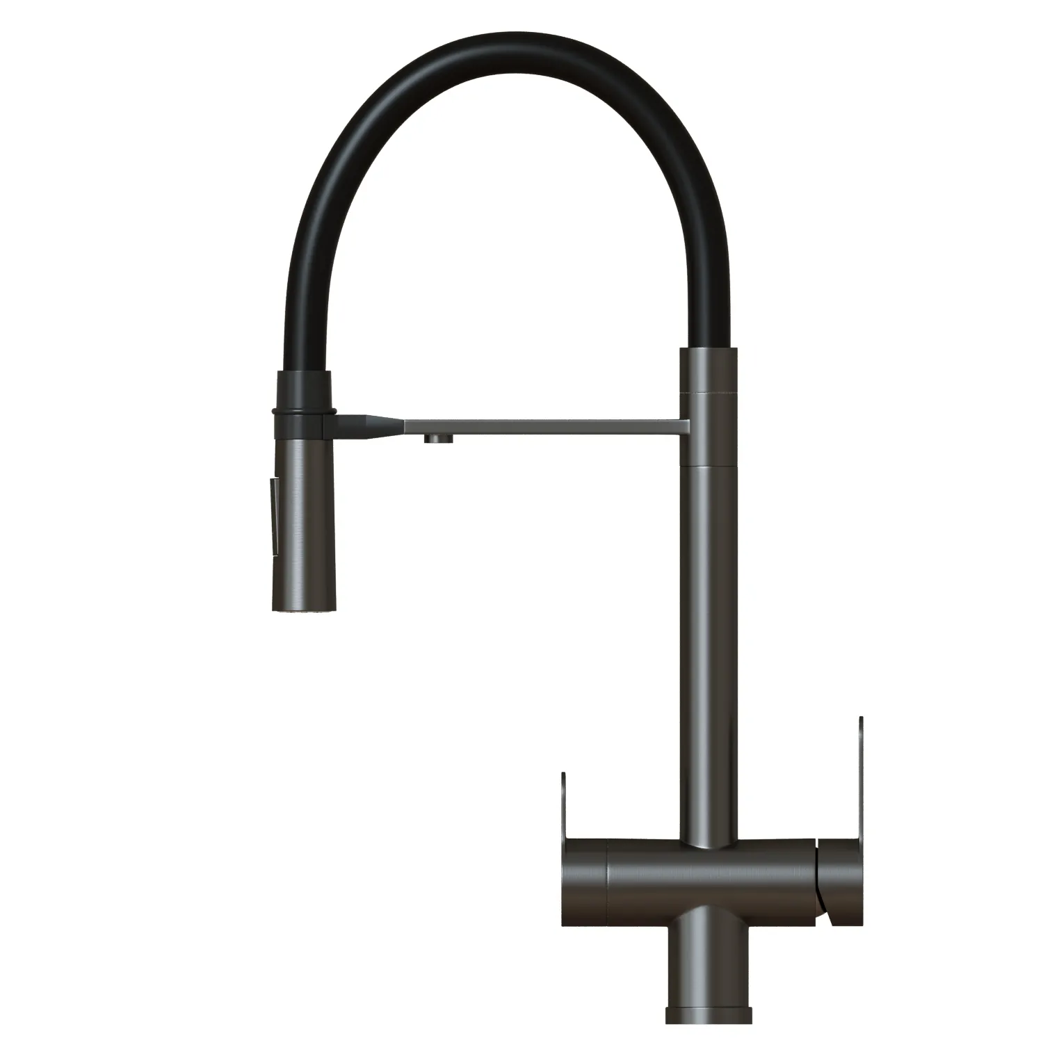 Смеситель для кухни 35k MIXLINE МЛНС-0401Г(MLSS-0401BL)черн.гиб.излив магнит,под.к фил,ЧЕРНЫЙ ГРАФИТ (556015)