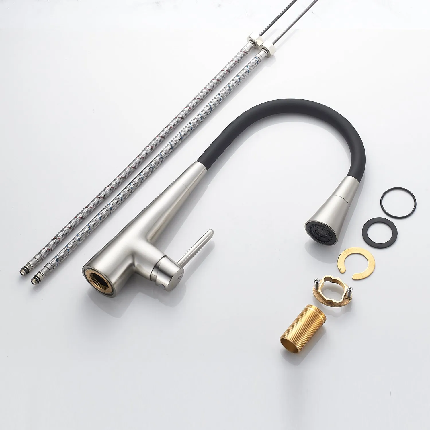 Смеситель для кухни с гибким изливом и режимом "душ" Rose R213L, сатин