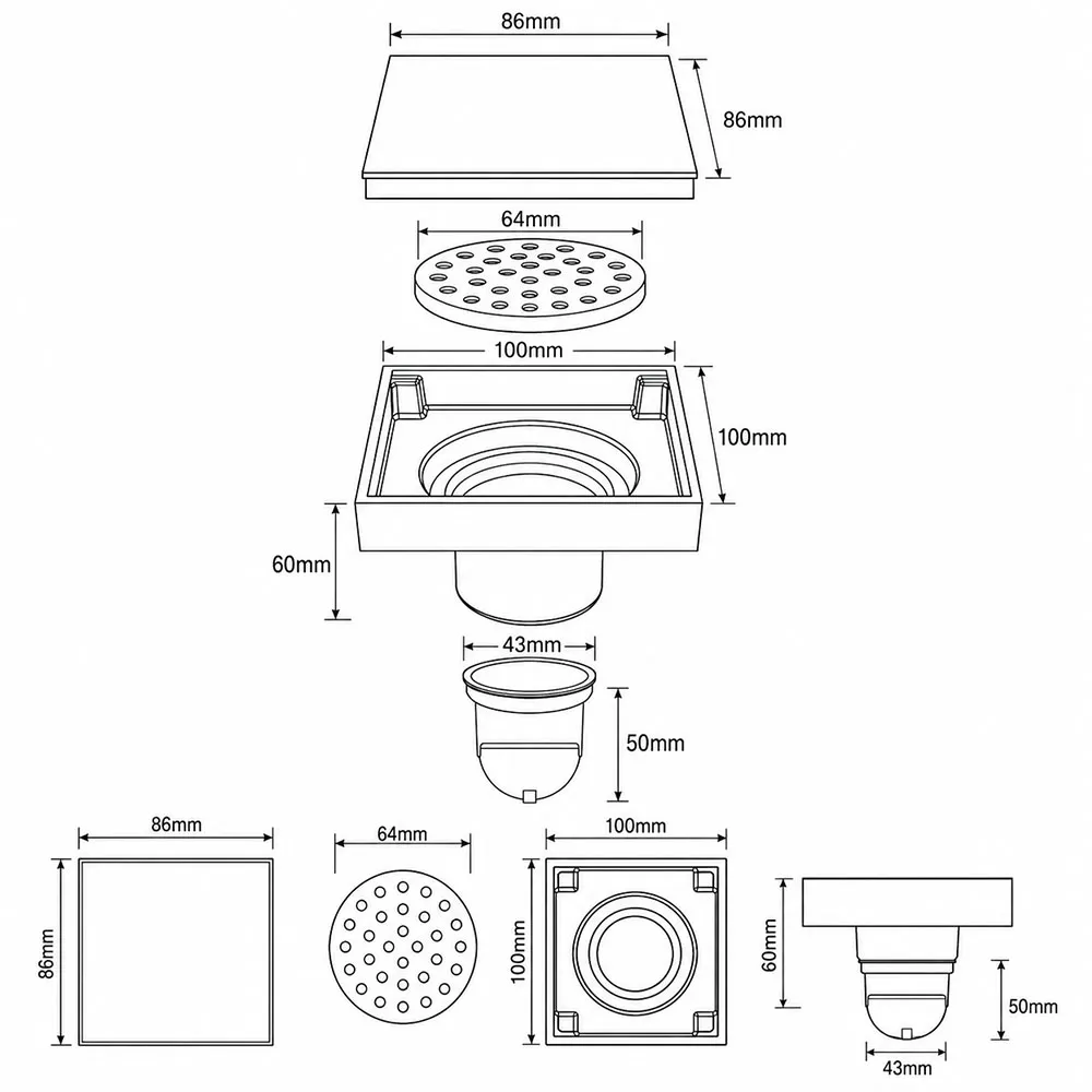 Душевой трап GAPPO G81005-4, бронза