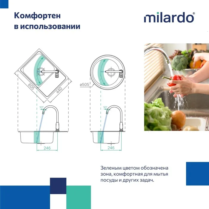 Смеситель для кухни Milardo Rora с каналом для фильтрованной воды, графит (RORGMFJM05)