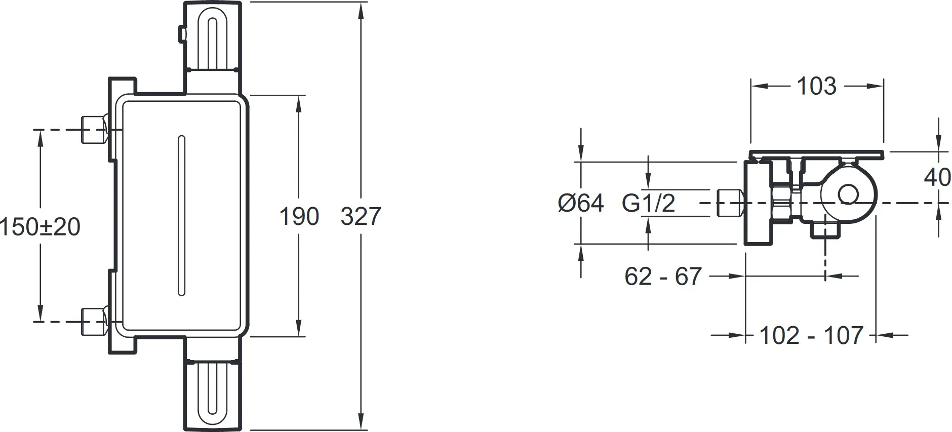 Термостатический смеситель для душа Jacob Delafon METRO с полкой матовый черный (E21767-BL)