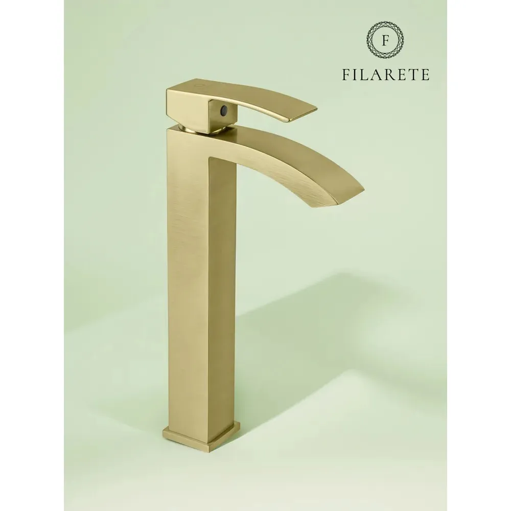 Смеситель для раковины высокий FILARETE Waterfall FL6010MG, матовое золото