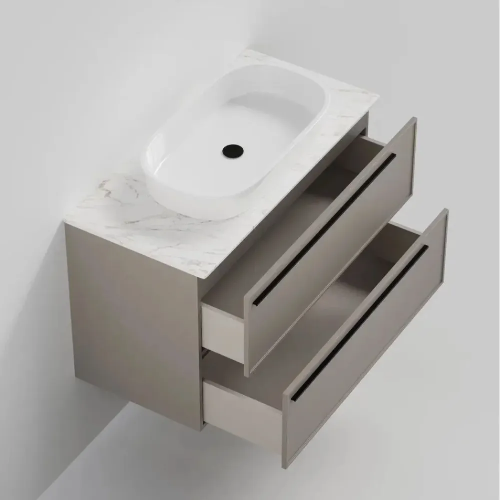 Тумба под раковину подвесная La Fenice Elba TWIN FNC-01-ELB-C-80-2, бежевая