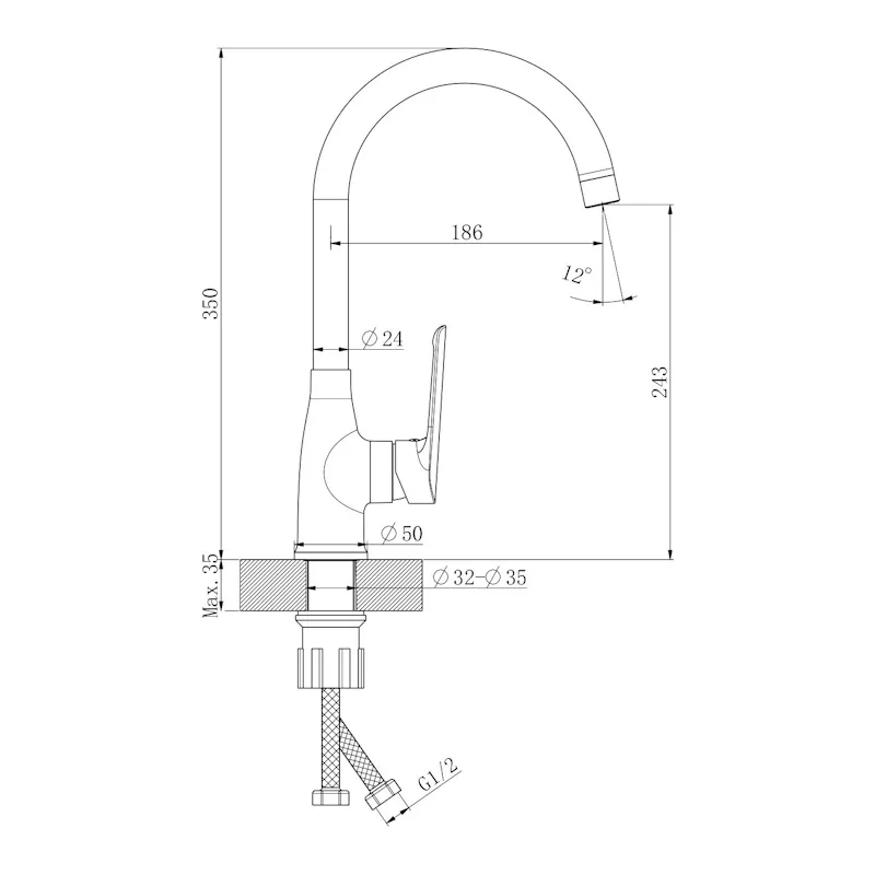 Смеситель для кухни Esko Lagos Gun Metal LG519GM, оружейная сталь