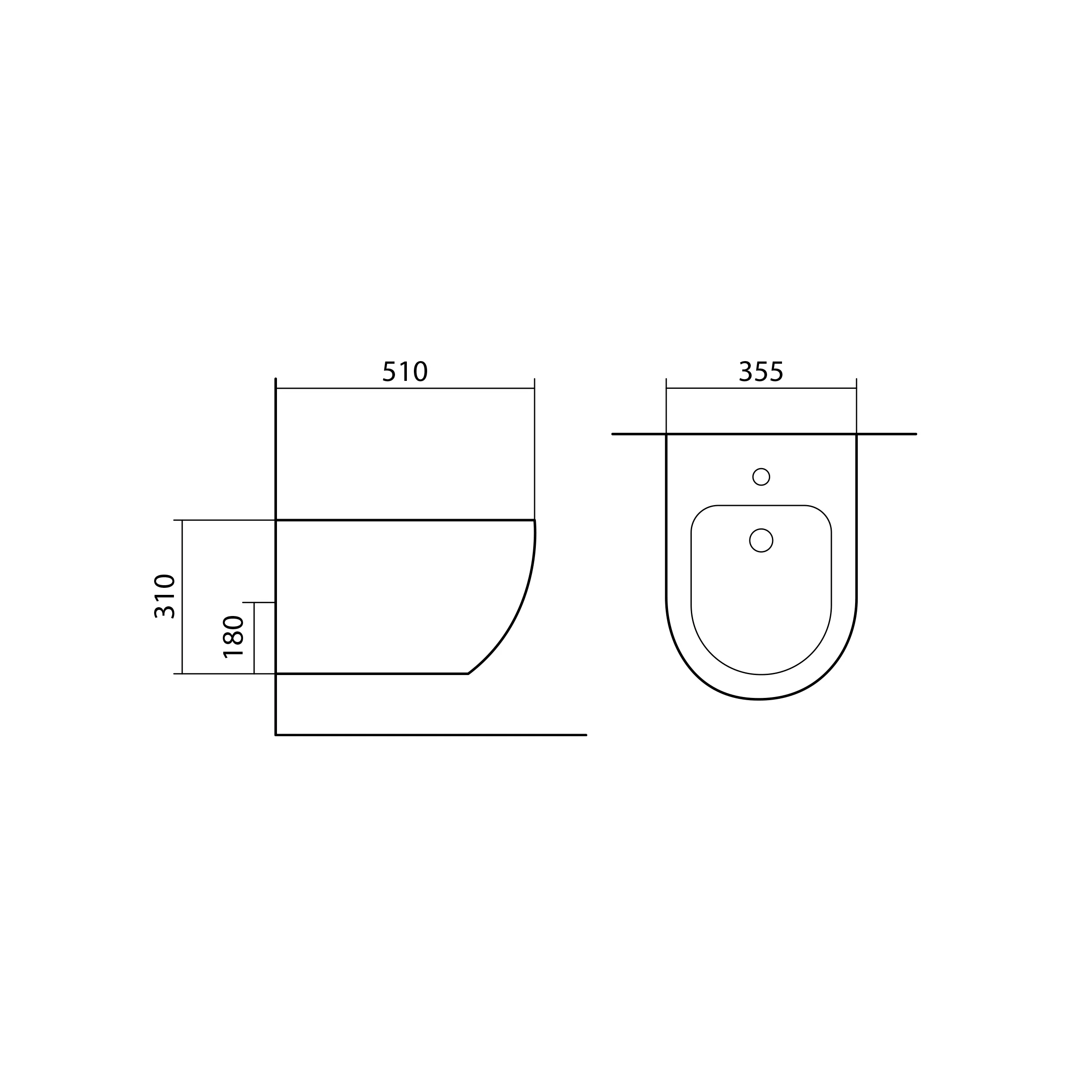 AQ1016-MB ЕВРОПА Биде подвесное 510*355*311, цвет черный матовый