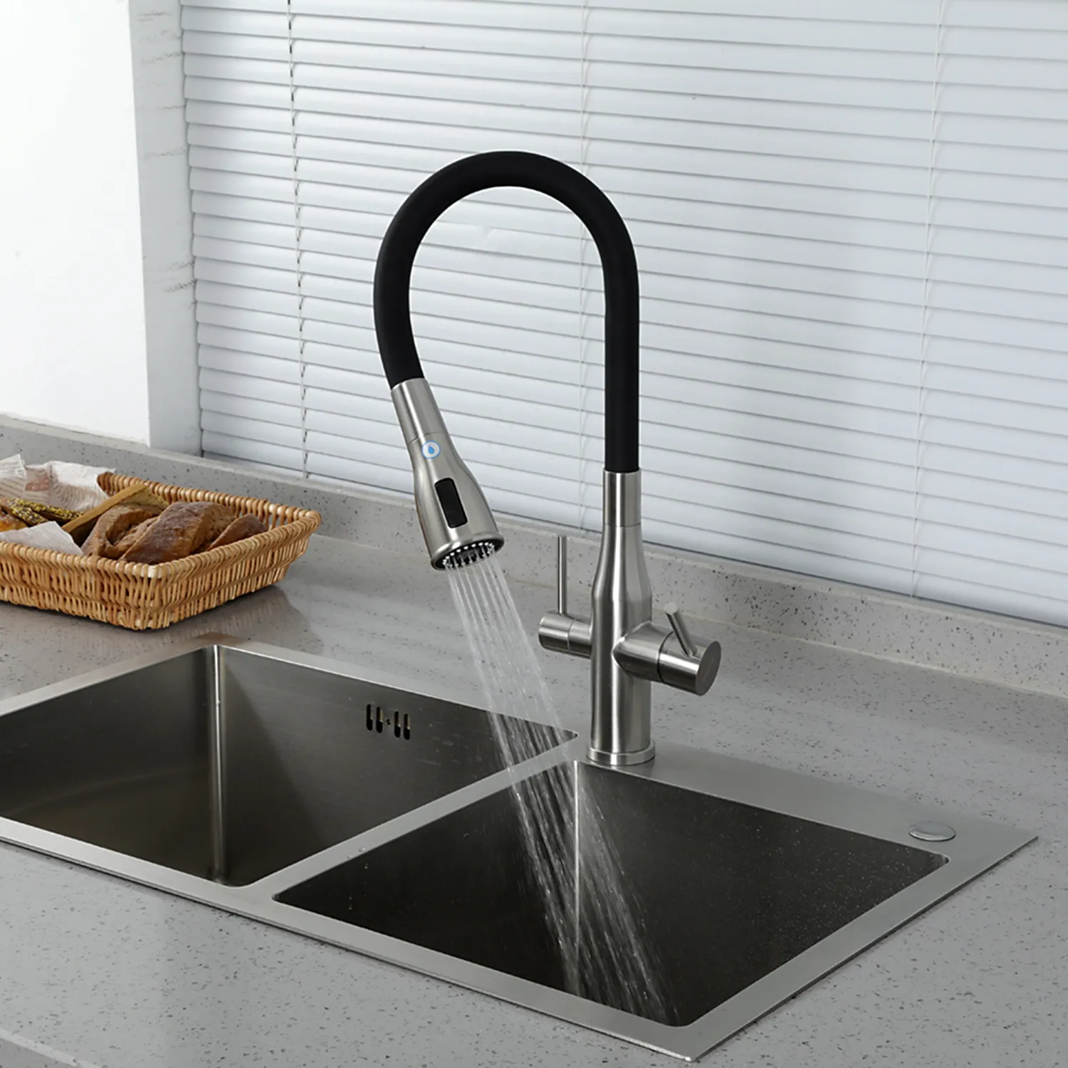Смеситель для кухни с гибким изливом и подключением фильтра GAPPO G4399-65, сатин