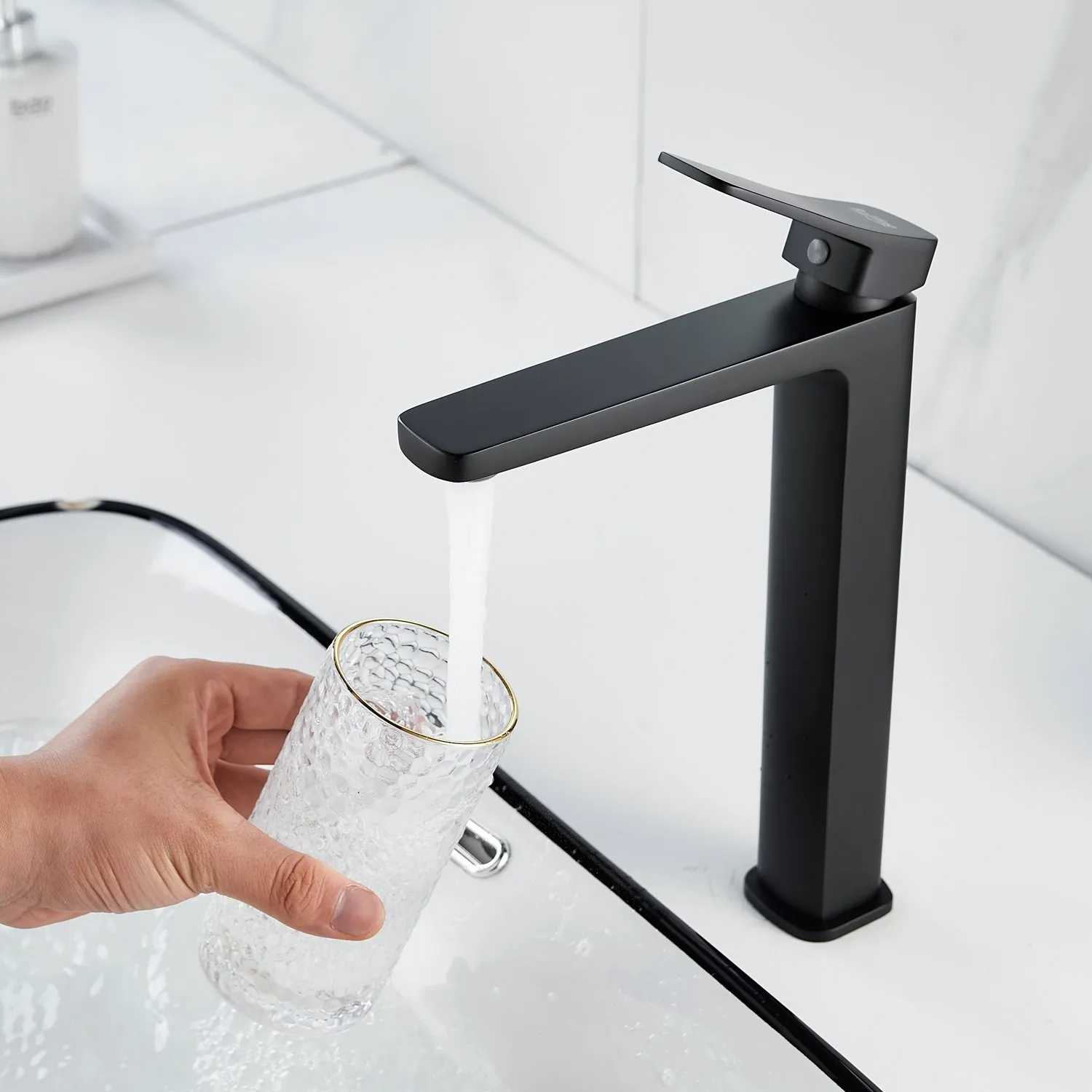 Смеситель для раковины высокий  Raffine F1199H, черный