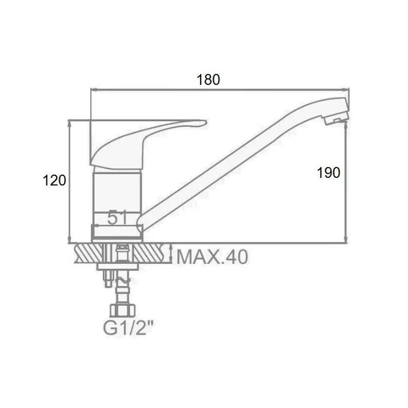 Смеситель для кухни D-Lin D153411-6, хром