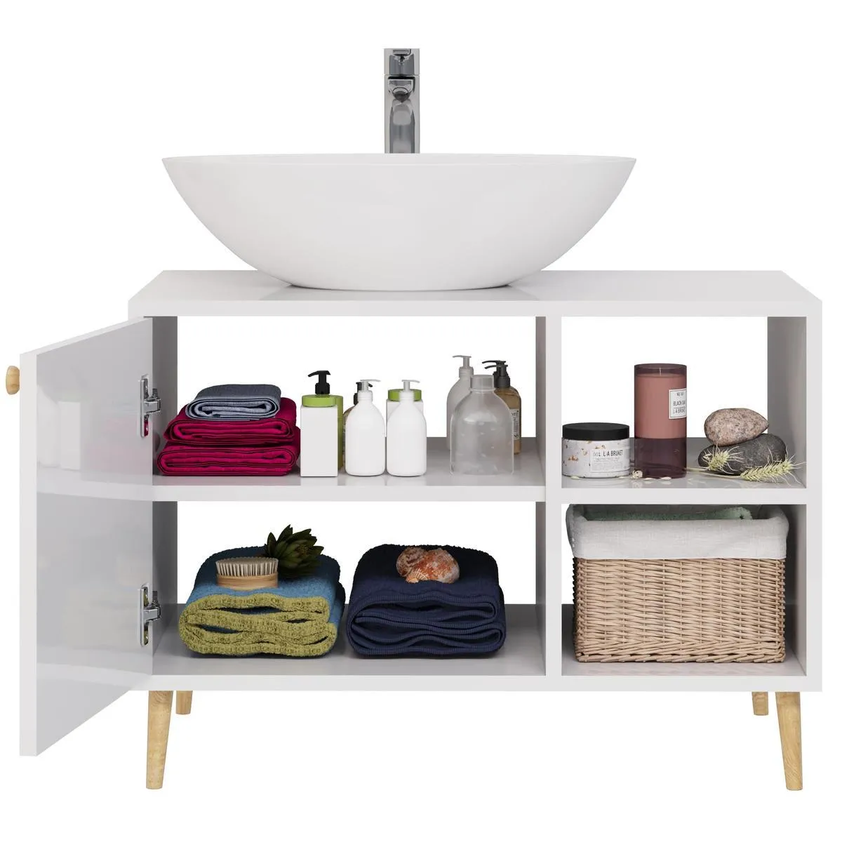 Тумба с раковиной напольная Dreja Luno 80 см, белый