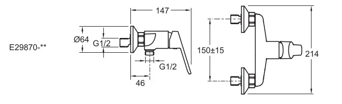 Смеситель для душа Jacob Delafon AIME,матовый черный (E29870-BL)