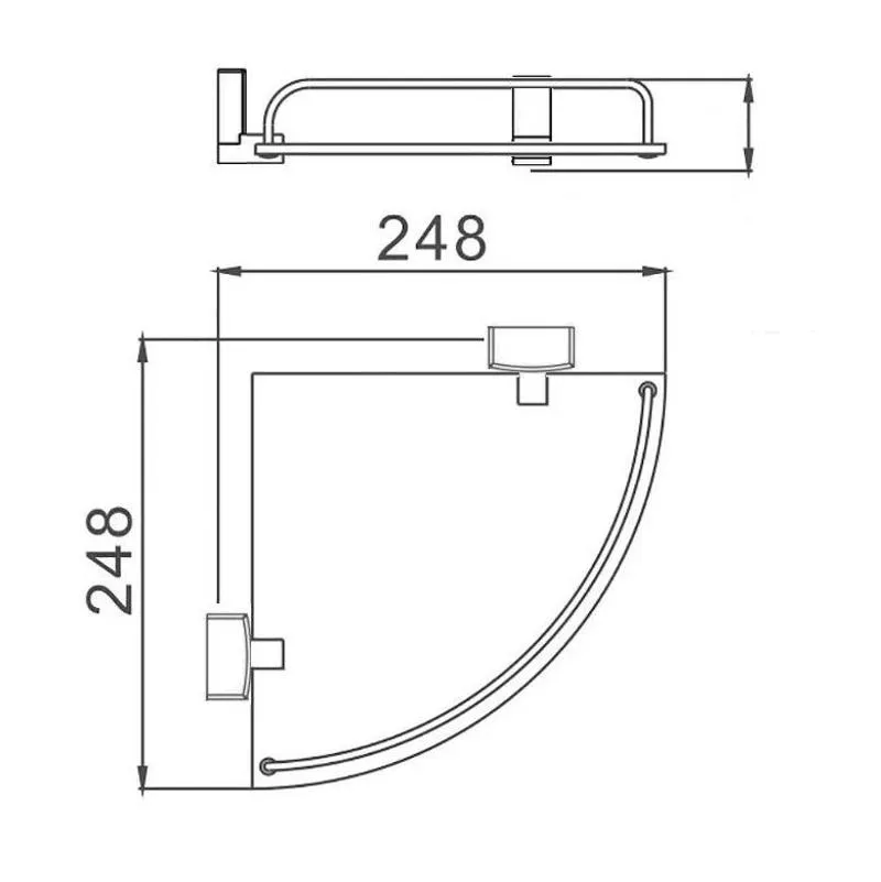 Полка стеклянная угловая D-Lin D264330, хром