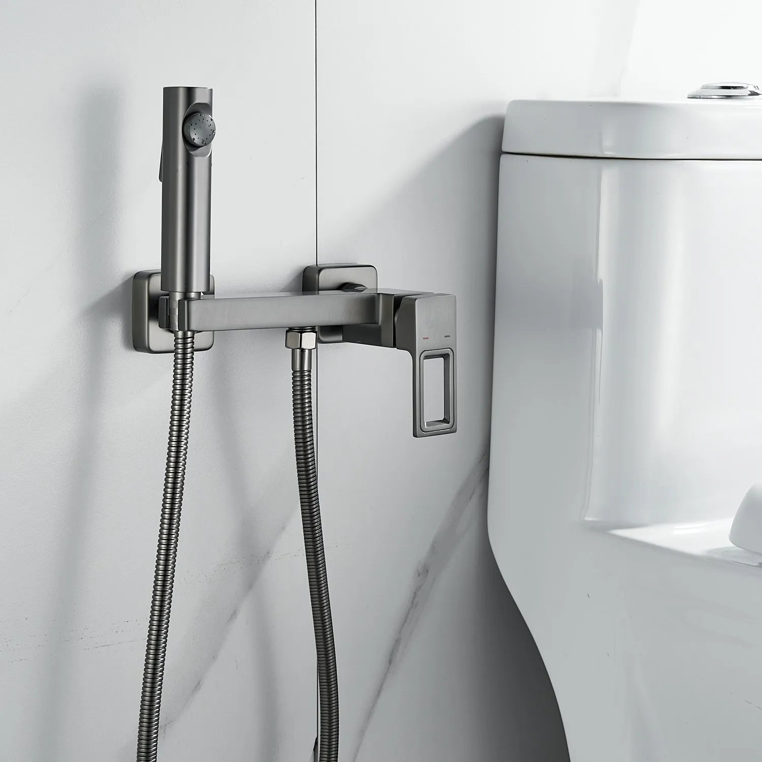 Гигиенический душ со смесителем Raffine F0596T-1, оружейная сталь