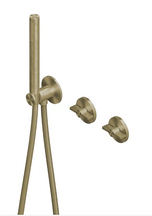 Смеситель для ванны и душа Quadro design Valvola01, на 2 потребителя, золото светлое (19 68 OC)