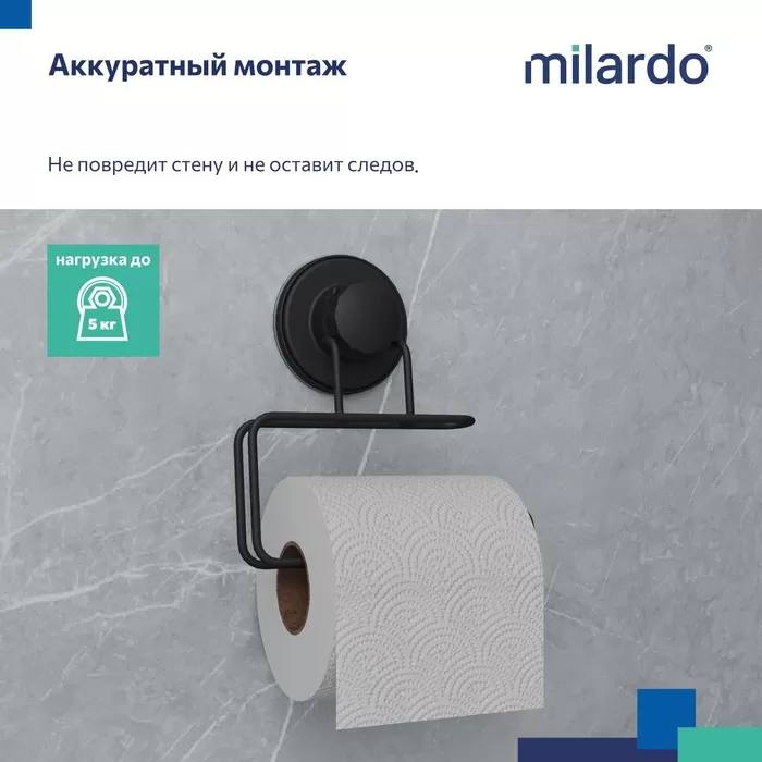 Бумагодержатель, проволока стальная, черный матовый, Easy, Milardo, (EASBWS0M43)