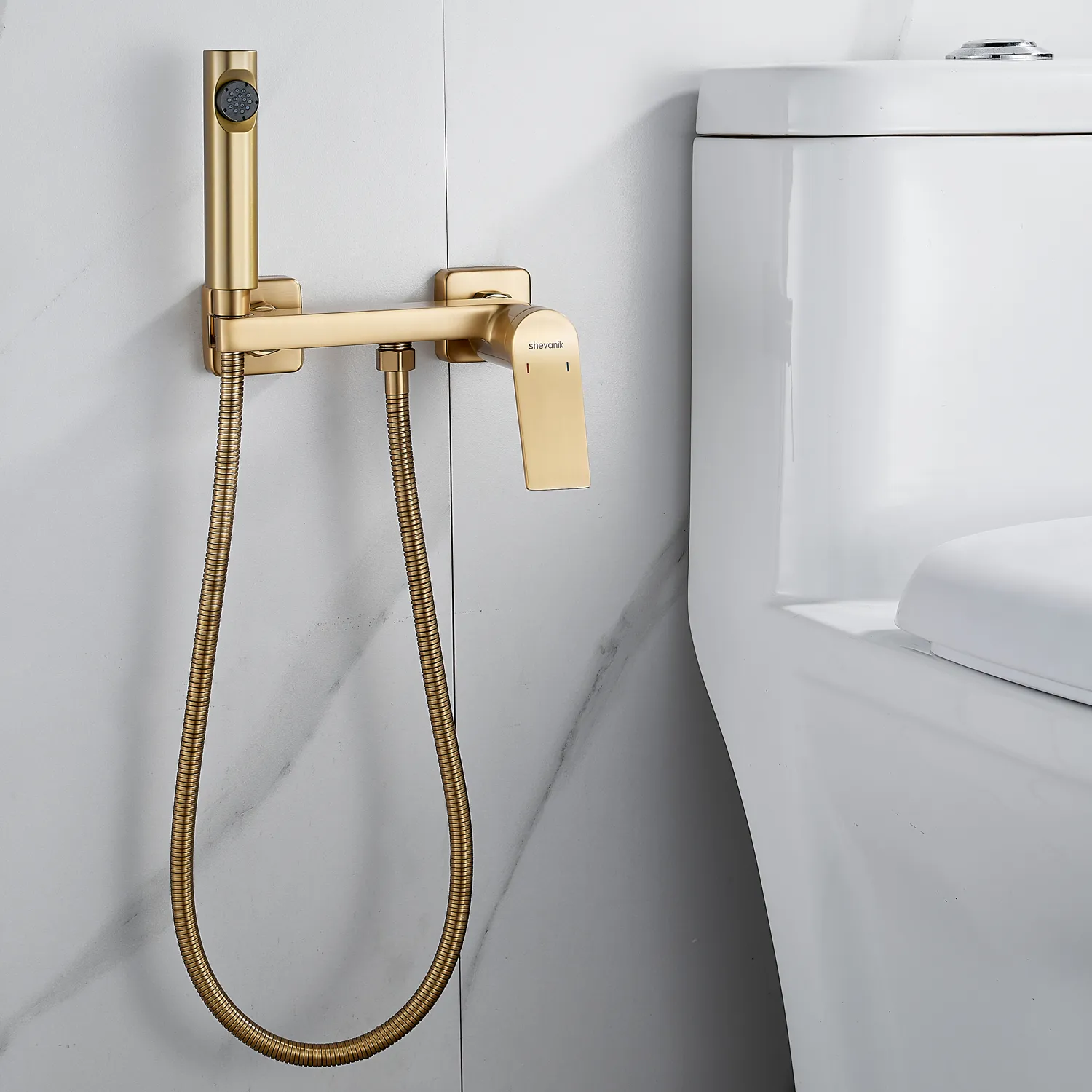Гигиенический душ со смесителем Shevanik S4105G-1, золотой сатин