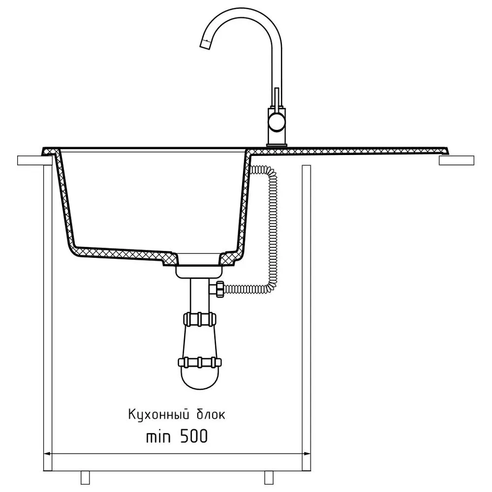 Кухонная мойка GranFest QUADRO 780L, графит