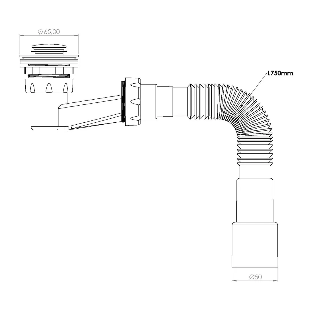 Сифон для душевого поддона с донным клапаном Nova NV1650