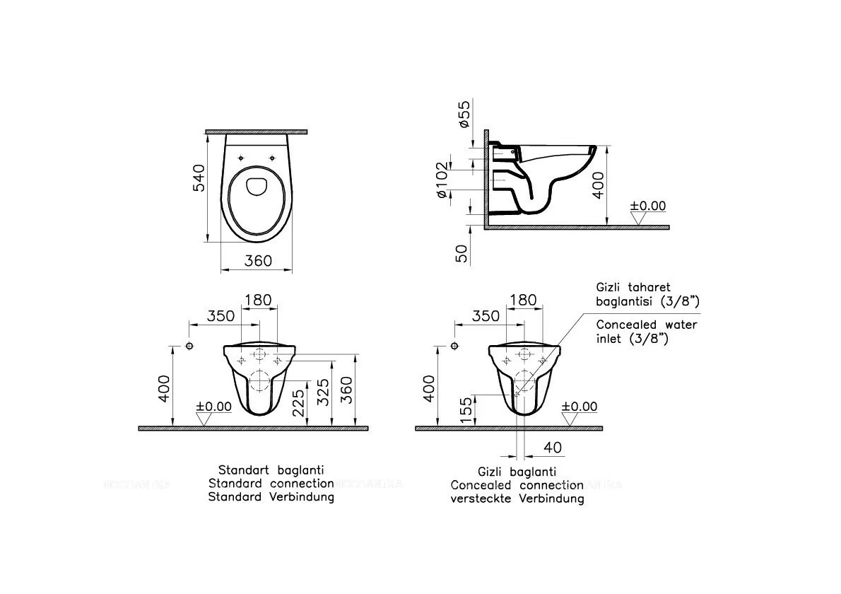 6855B099-1777 Подвесной унитаз Vitra Norm Fit