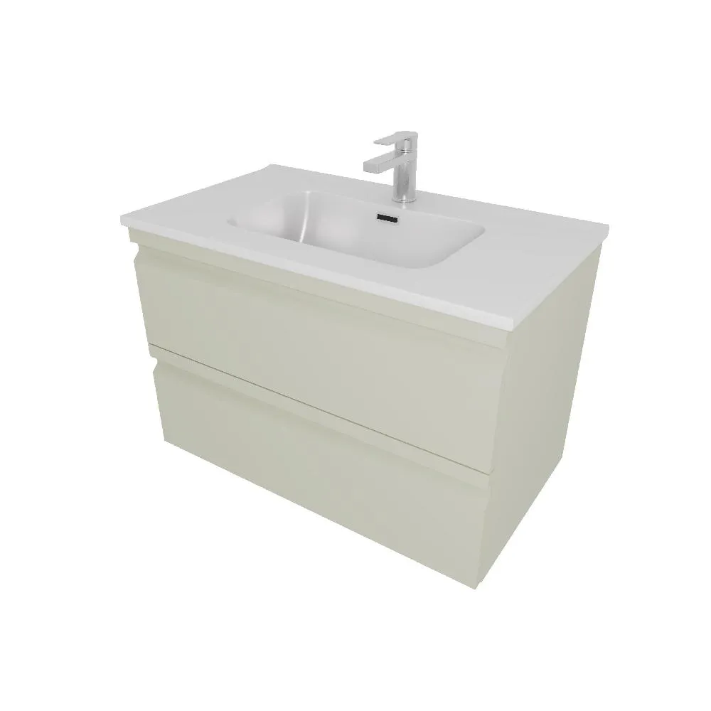 AQ77080-GS Комплект мебели: Тумба 80см ВЕГА с раковиной AQ0480-00, 2 ящика, цвет шалфей зеленый