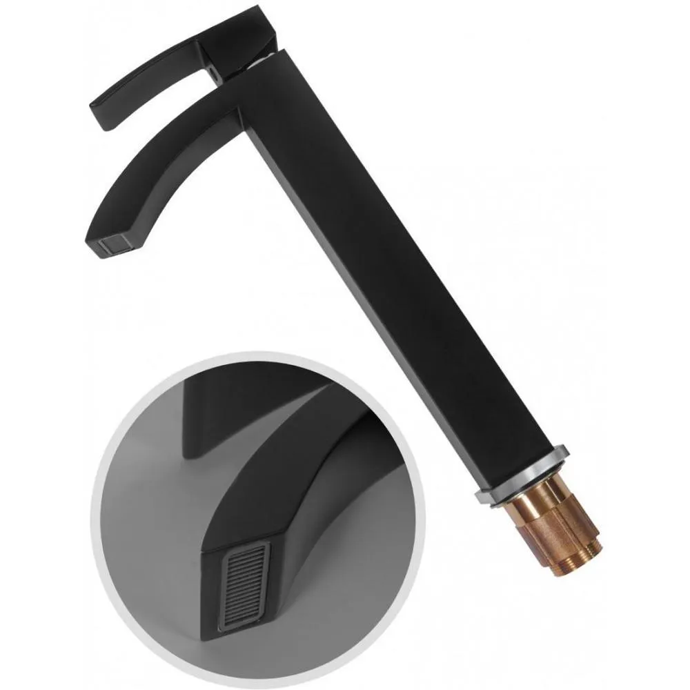 Смеситель для раковины высокий Hansberge H2077BC, черный/хром