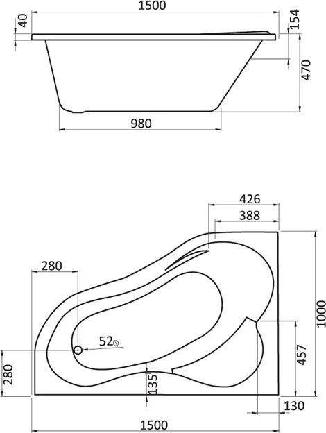 Ванна акриловая Santek Ибица 150х100 левосторонняя 1.WH11.2.034