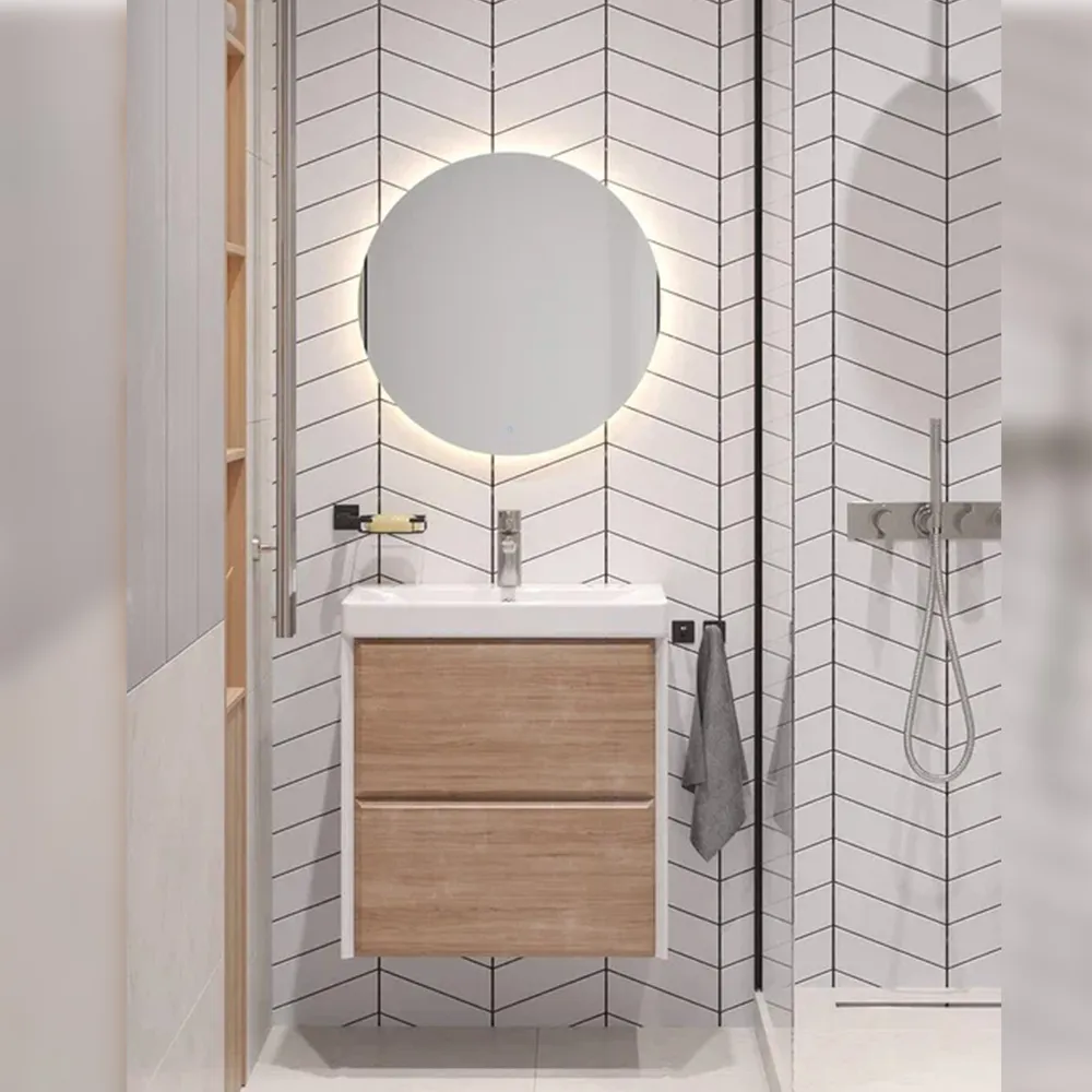 Тумба с раковиной подвесная Velvex Gesso tp.GES.9696.60.2Y белый матовый/дуб сонома, 60 см