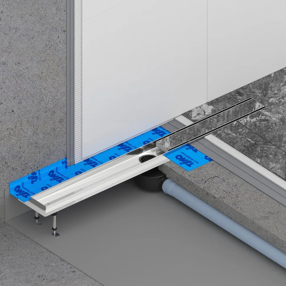 Душевой лоток TIMO Drain System 900 с двусторонней панелью "plate" под плитку, Хром (DS230209/00)