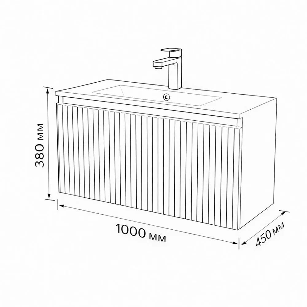 Тумба с раковиной подвесная (100см) Terminus Sicilia SIC101001701601O, графит