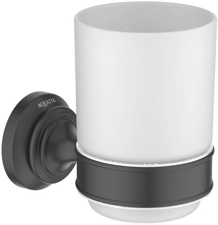 Стакан с держателем AQUATEK КЛАССИК, матовый черный AQ4504MB